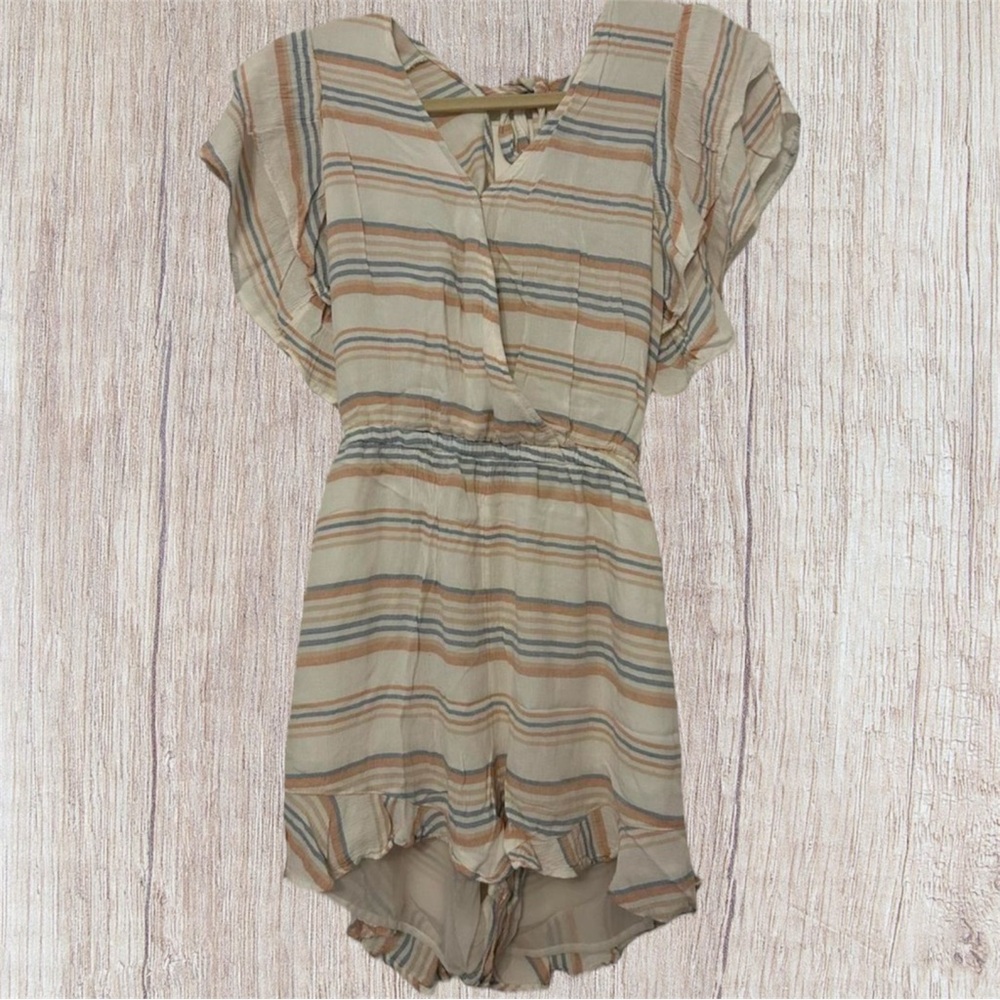 American Eagle Outfitters Beige Striped Jumpsuit
